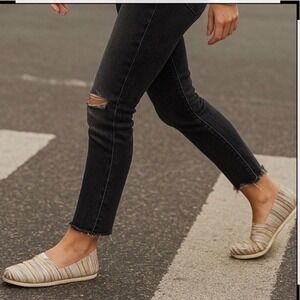 TOMS Multicolored Cream Striped Alpargata Flat Slip On Shoes